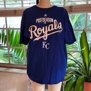 Kansas City (KC) Royals Blue T Shirt - Size XL (X Large) - Postseason Shirt